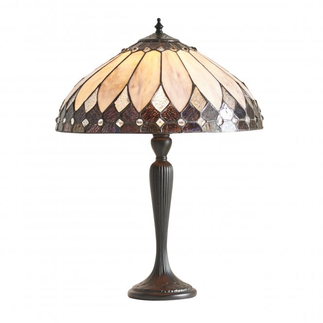 BROOKLYN - Tiffany Art Deco Table Lamp - Brass Base