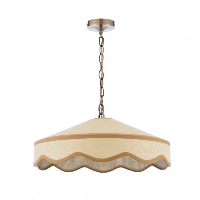 Buckenham Antique Brass Pendant with Rattan Shade