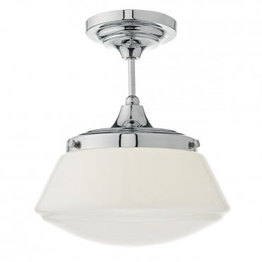 CADEN - Semi Flush Polished Bathroom Chrome and Opal Glass Ceiling Light