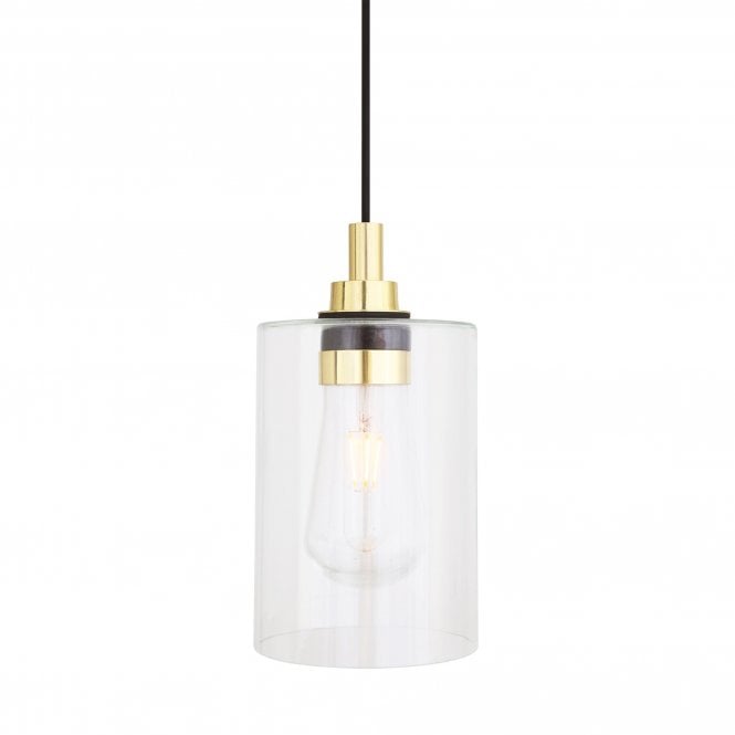 CALDER Industrial Bathroom Ceiling Pendant Polished Brass IP65