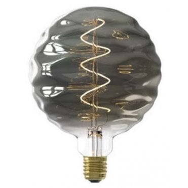 CALEX BILBAO GIANT LED Rippled Globe Bulb Titanium