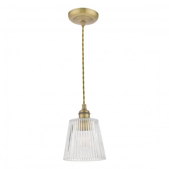 Callaghan Ceiling Pendant - Antique Brass & Ribbed Glass