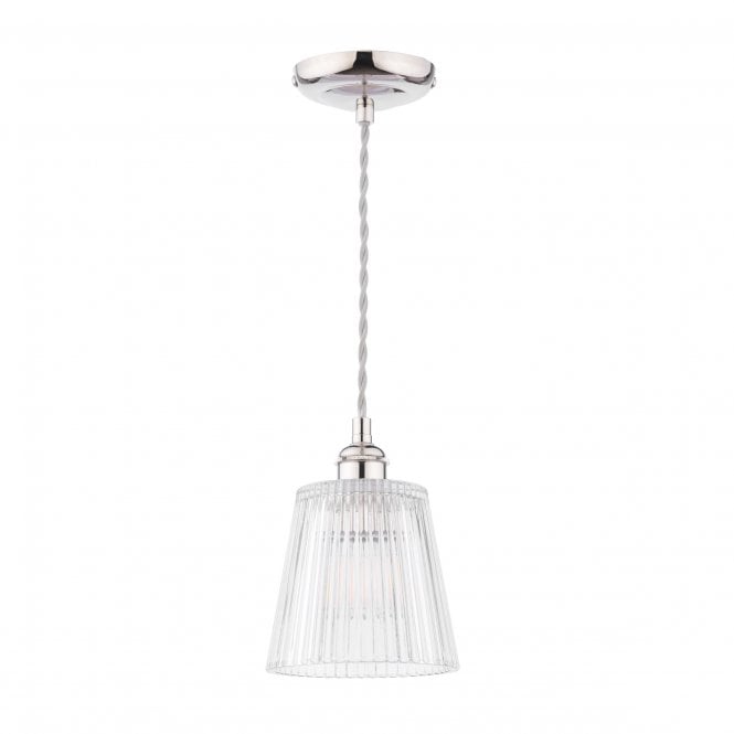 Callaghan Ceiling Pendant - Polished Nickel & Ribbed Glass