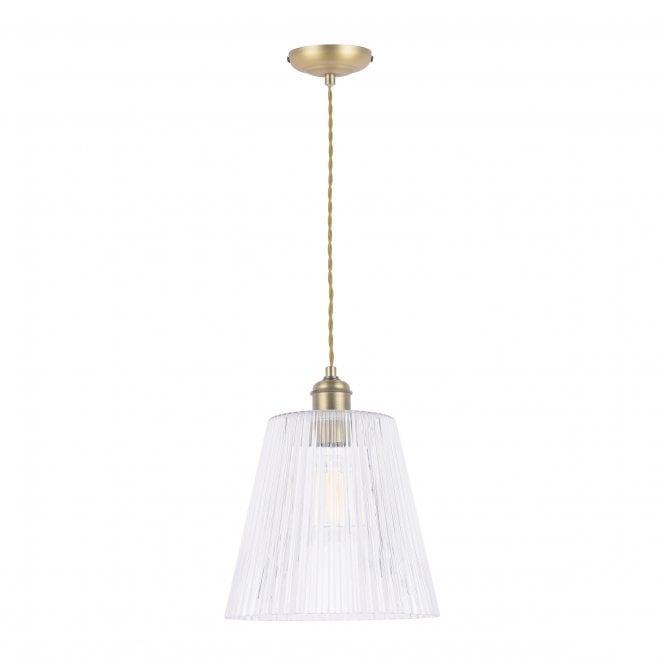 Callaghan Grand Ceiling Pendant - Antique Brass & Ribbed Glass