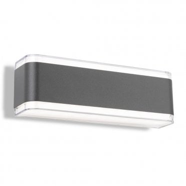 graphite led wall light with rectangular shape and two points of illumination