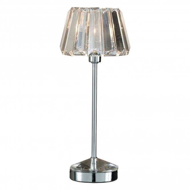 CAPRI Small Table Lamp in Polished Chrome with Crystal Glass Shade