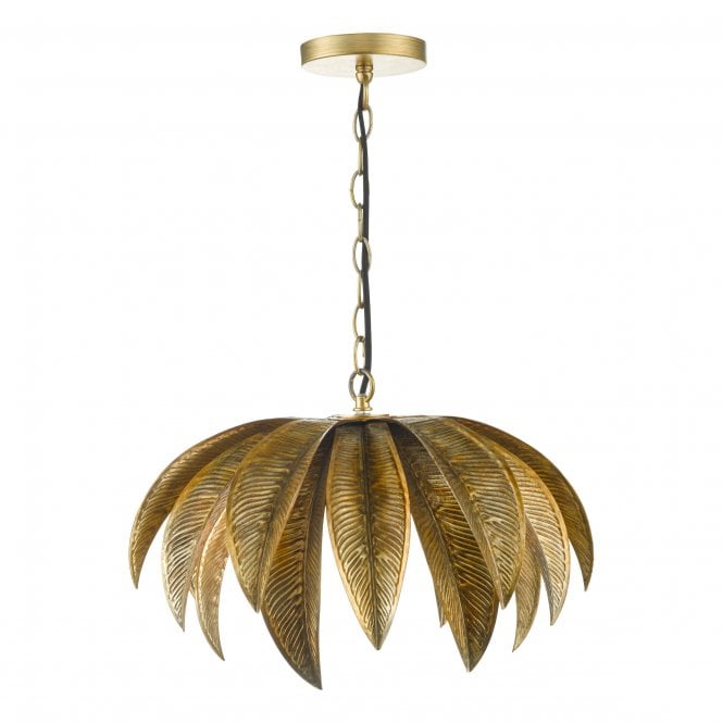 CARA Hanging Ceiling Pendant Light Antique Gold - Palm Tree