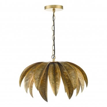 Hanging Ceiling Pendant Light Antique Gold - Palm Tree