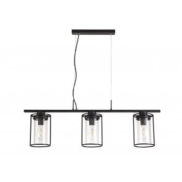 CARAFE Ceiling Pendant Light Black/Clear Glass Shade