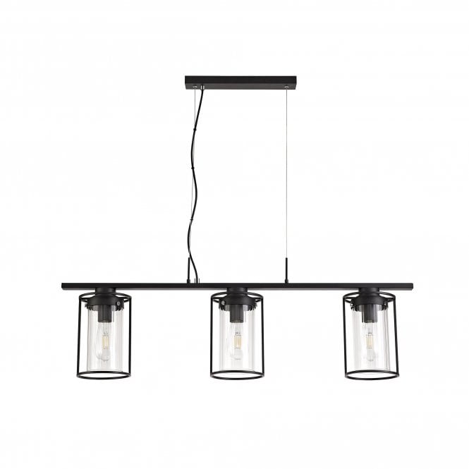 CARAFE Ceiling Pendant Light Black/Clear Glass Shade