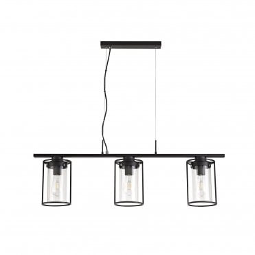 CARAFE Ceiling Pendant Light Black/Clear Glass Shade