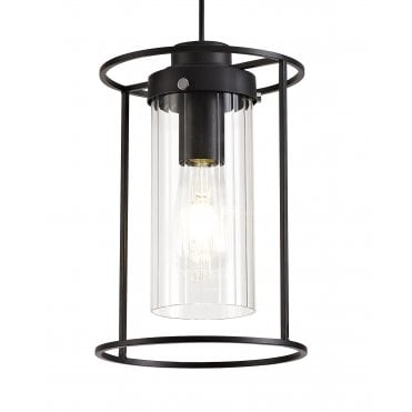 CARAFE Ceiling Pendant Light Black/Clear Glass Shade