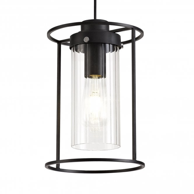CARAFE Ceiling Pendant Light Black/Clear Glass Shade