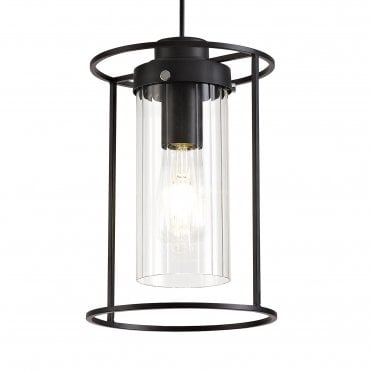 CARAFE Ceiling Pendant Light Black/Clear Glass Shade