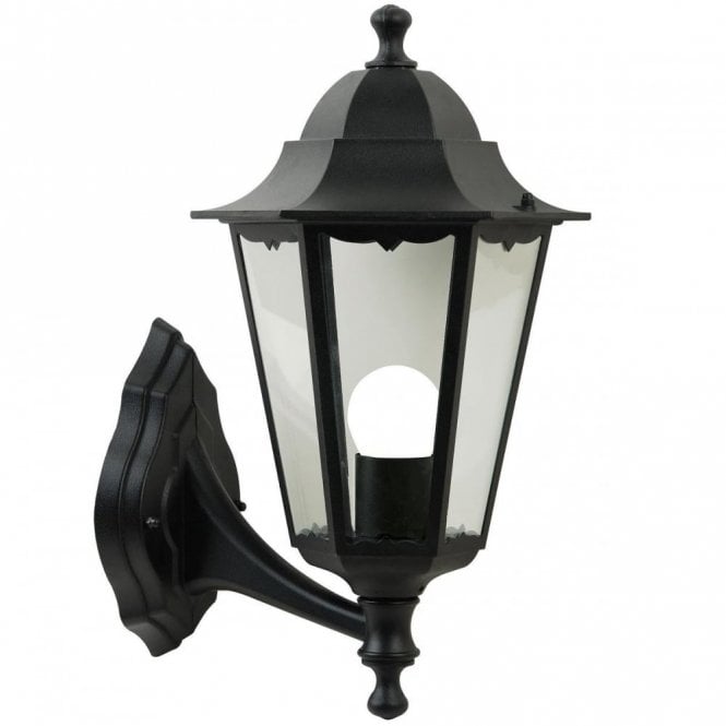 CARDIFF - Traditional Exterior Coach Lamp Wall Light Black Upward Facing