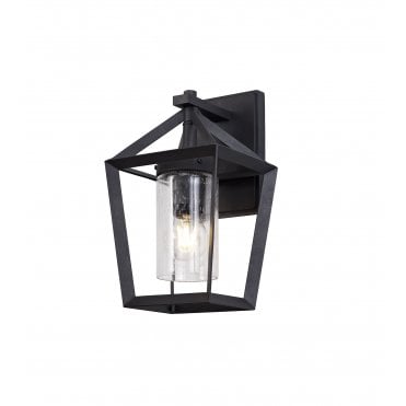 CARLOTTI Down Wall Lamp, IP54, Anthracite Clear Rain Drop Effect Glass,