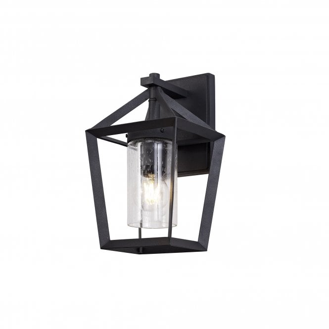 CARLOTTI Down Wall Lamp, IP54, Anthracite Clear Rain Drop Effect Glass,