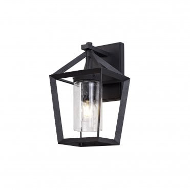 CARLOTTI Down Wall Lamp, IP54, Anthracite Clear Rain Drop Effect Glass,