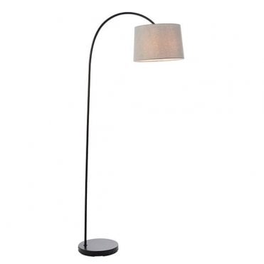 Carlson Overhanging Floor Lamp Matte Black Grey Shade