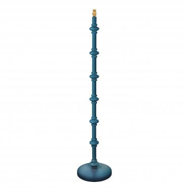 blue wooden spindle floor lamp