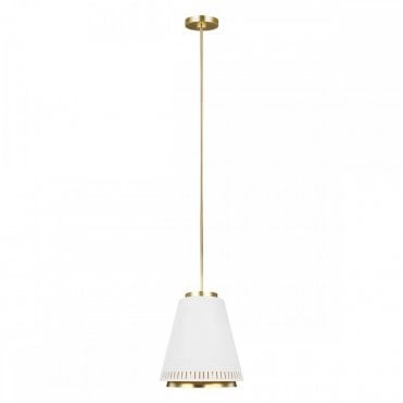 CARTER Ceiling Pendant Conical Matte White, with perforated detailing on Outer Shade