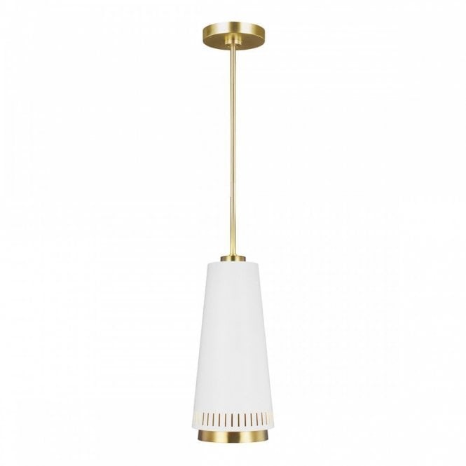 CARTER Ceiling Pendant Slim Tapered Matte White, with perforated detailing on Outer Shade