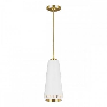 CARTER Ceiling Pendant Slim Tapered Matte White, with perforated detailing on Outer Shade