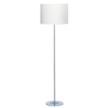 chrome floor lamp with white shade