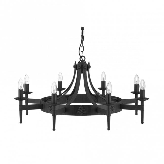 CARTWHEEL - 8 Light Matt Black Gothic Ceiling