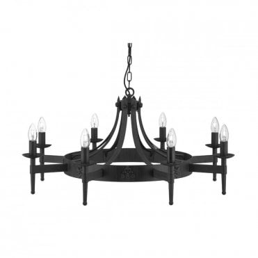CARTWHEEL - 8 Light Matt Black Gothic Ceiling
