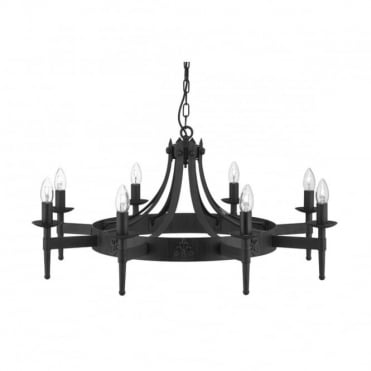 CARTWHEEL - 8 Light Matt Black Gothic Ceiling
