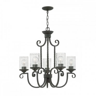 black 5 light rustic chandelier 