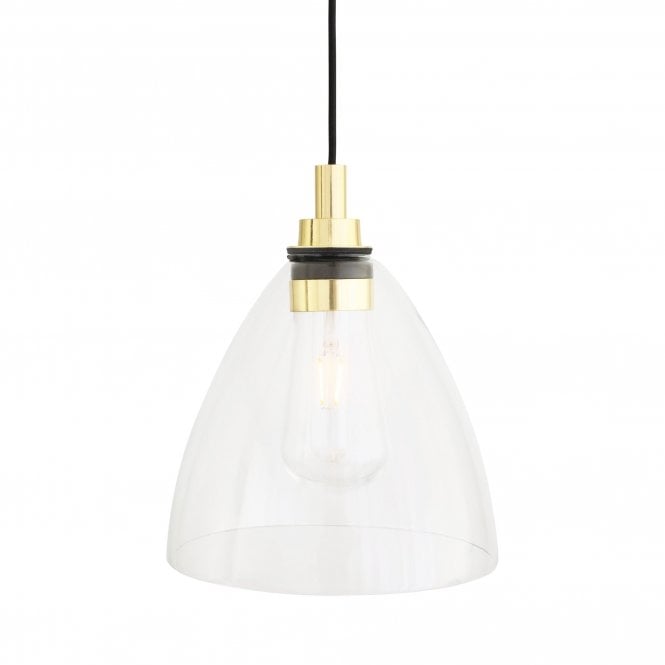 CASPIAN Industrial Bathroom Ceiling Pendant Polished Brass IP65