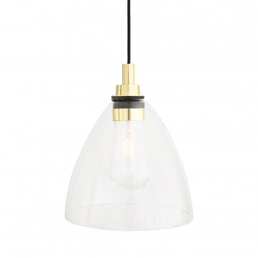 CASPIAN Industrial Bathroom Ceiling Pendant Polished Brass IP65