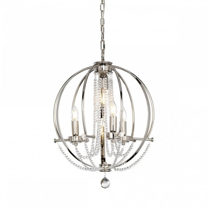 CASSIE 4 Light Customisable Ceiling Chandelier Polished Nickel with Crystal