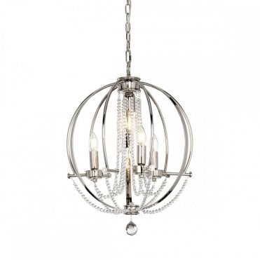 CASSIE 4 Light Customisable Ceiling Chandelier Polished Nickel with Crystal