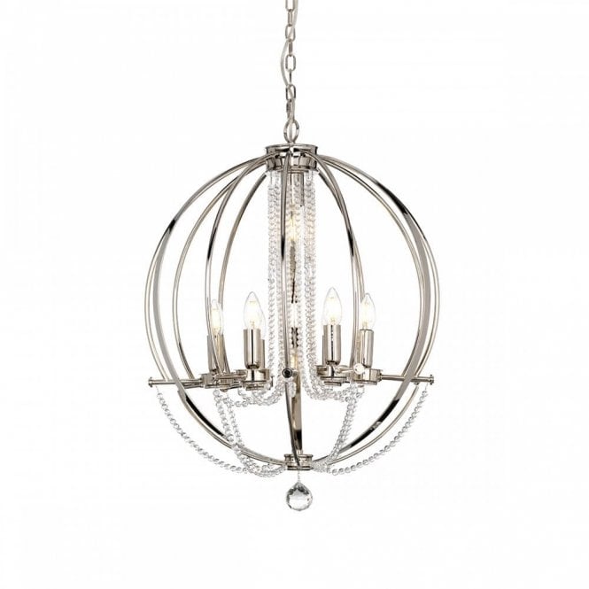 CASSIE Large 7 Light Customisable Ceiling Chandelier Polished Nickel with Crystal