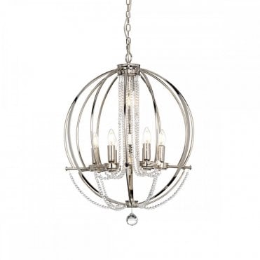 CASSIE Large 7 Light Customisable Ceiling Chandelier Polished Nickel with Crystal