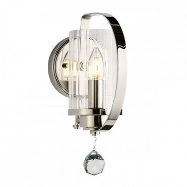 CASSIE Wall Light Polished Nickel with Crystal