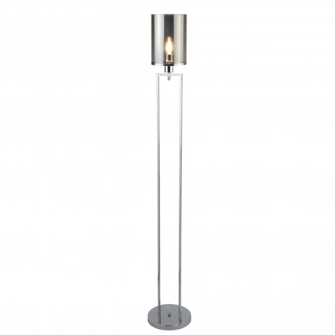 CATALINA Single Floor Lamp Chrome Smoked Glass Shades