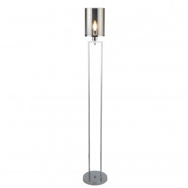 CATALINA Single Floor Lamp Chrome Smoked Glass Shades