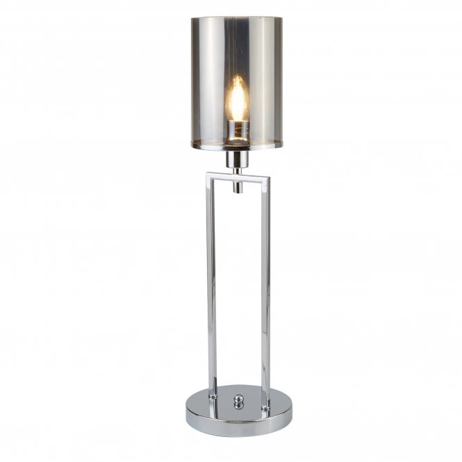 CATALINA Single Table Lamp Chrome Smoked Glass Shades