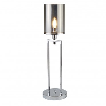CATALINA Single Table Lamp Chrome Smoked Glass Shades