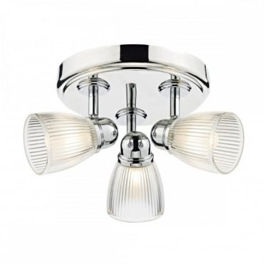 Bathroom 3 Light Round Plate Spot Polished Chrome Ip44