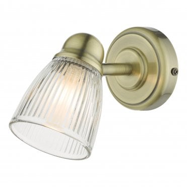 Single Spotlight Antique Brass Glass Bathroom IP44
