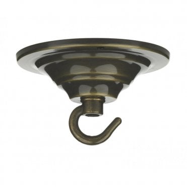 CEILING HOOK - Single Hook Ceiling Rose Plate Antique Brass