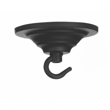 CEILING HOOK - Single Hook Ceiling Rose Plate Black