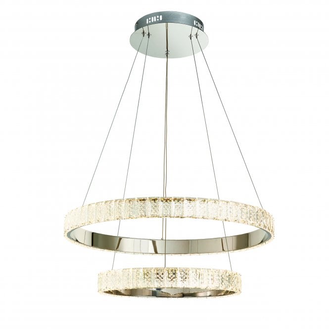 CELESTE Double Ring Ceiling Pendant Clear Crystal Ring (K5) Chrome