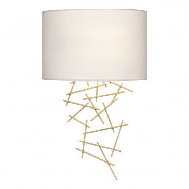 Randomised Stick Wall Light in Gold with Cream Shade