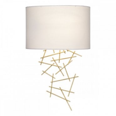 CEVERO Randomised Stick Wall Light in Gold with Cream Shade